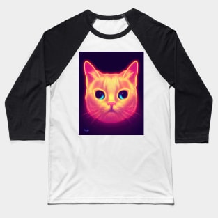 cat halloween neon Baseball T-Shirt